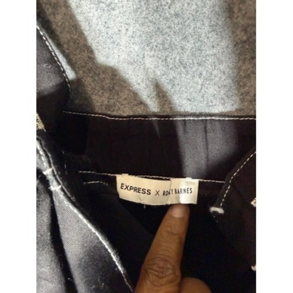 Express x Rocky Barnes Black Contrast Stitch Wide Leg Button Front Jumpsuit XS - Picture 3 of 9